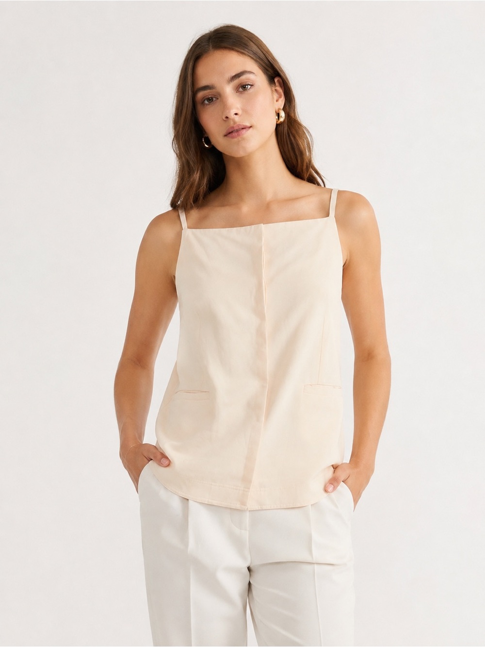 Loulou Studio Mihant Vest Top Blush Pink Viscose Linen Sleeveless Pockets US S